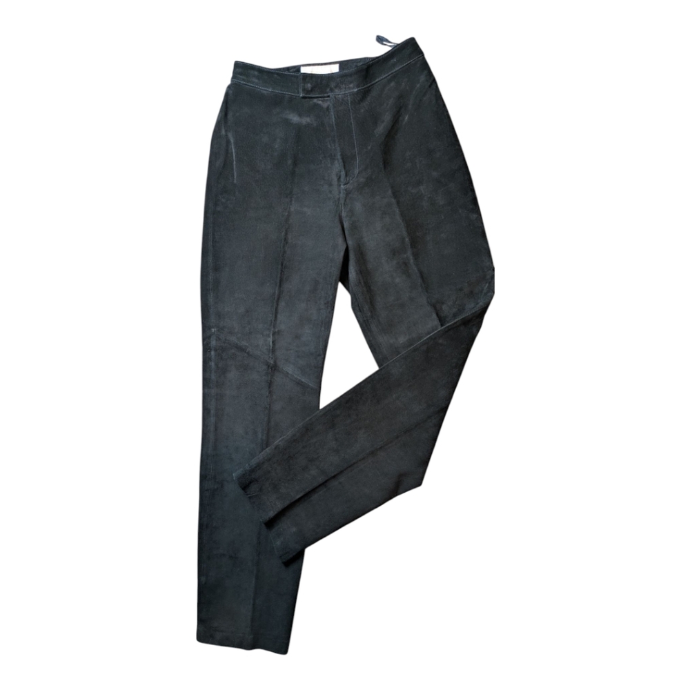 Vintage Suede Margaret Godfrey Black 100% Leather High Rise Pants Vtg Size 8